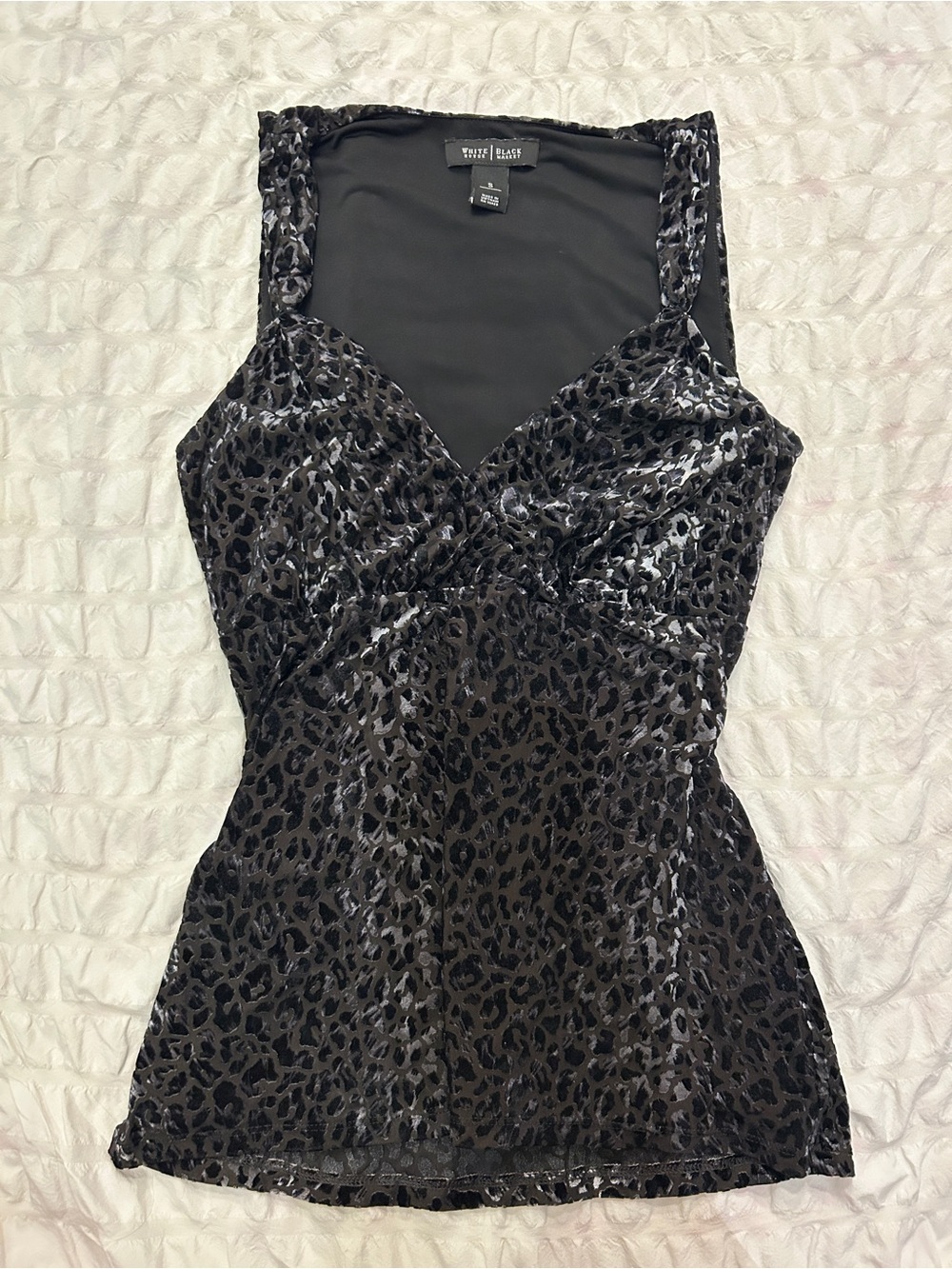 Black Velvet Leopard-Print Camisole